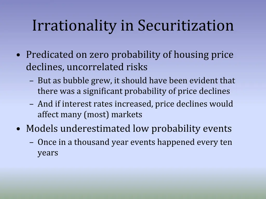 irrationality in securitization