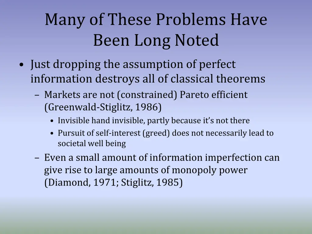 many of these problems have been long noted