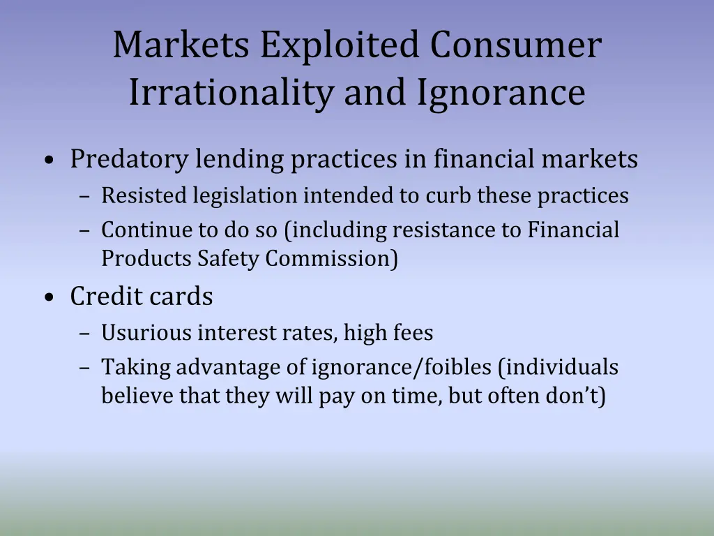 markets exploited consumer irrationality
