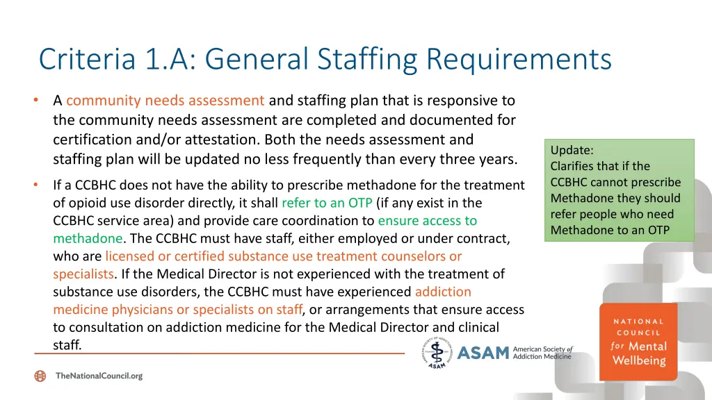 criteria 1 a general staffing requirements
