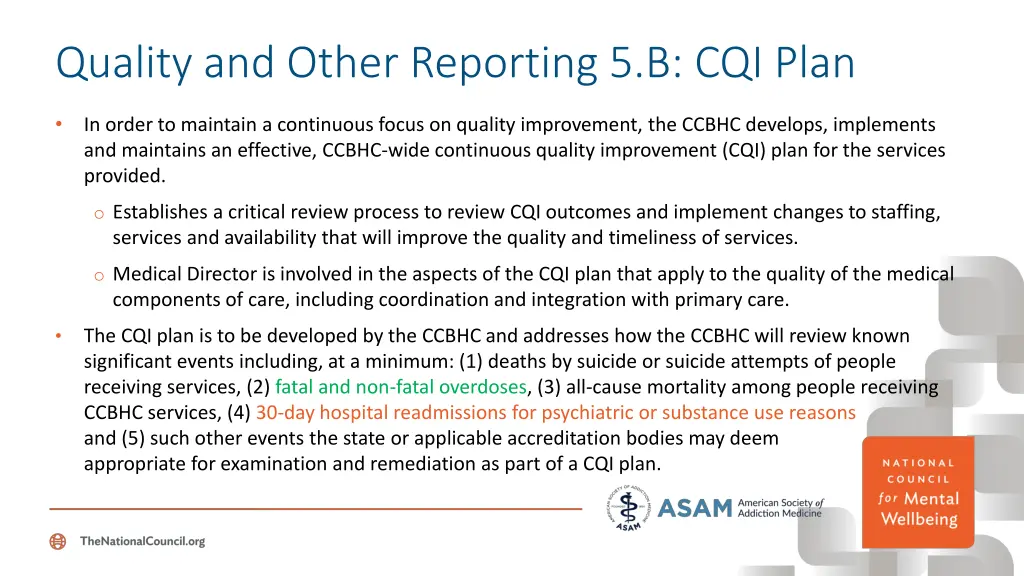 quality and other reporting 5 b cqi plan