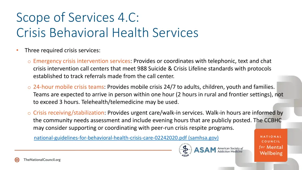 scope of services 4 c crisis behavioral health