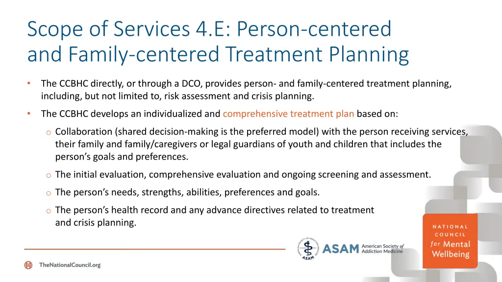 scope of services 4 e person centered and family