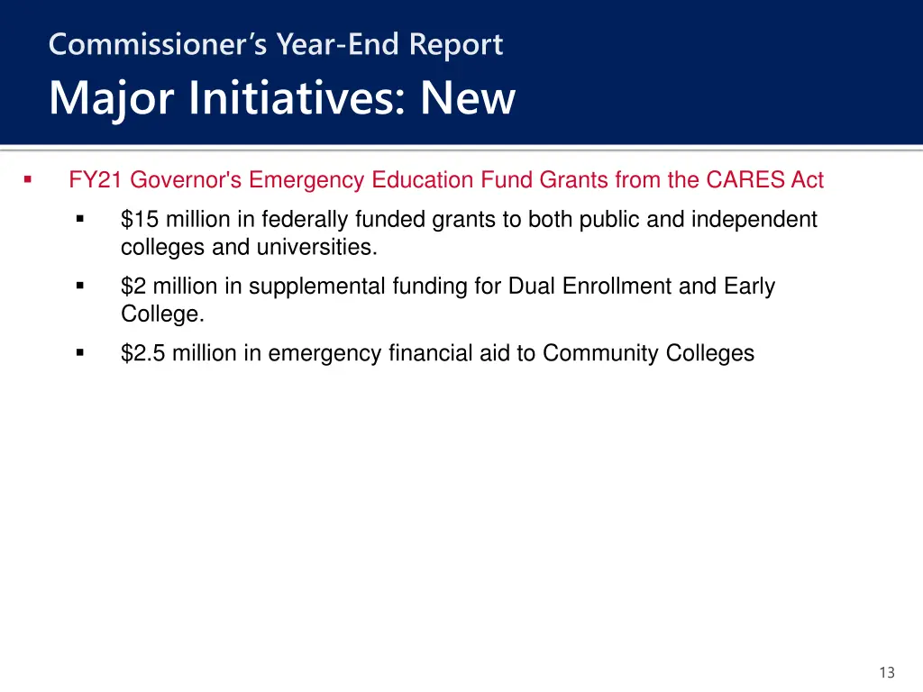 commissioner s year end report major initiatives 10