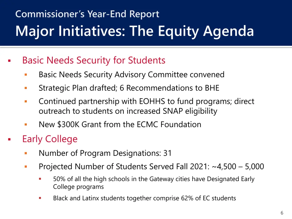 commissioner s year end report major initiatives 3