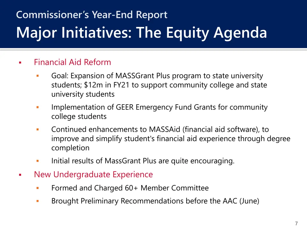 commissioner s year end report major initiatives 4