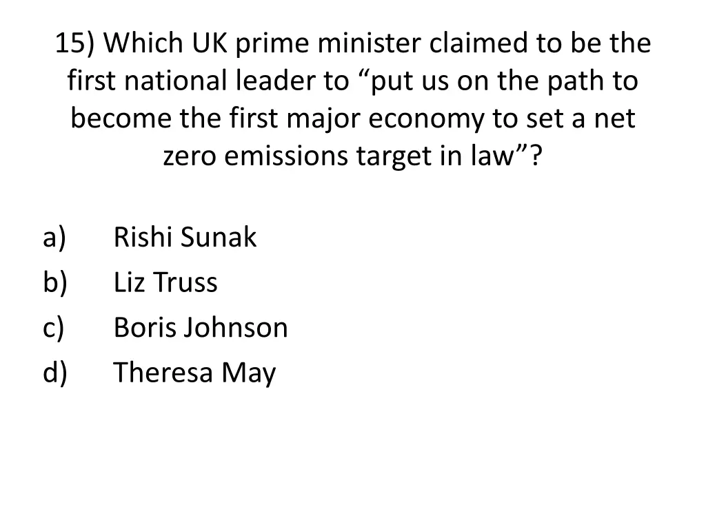 15 which uk prime minister claimed