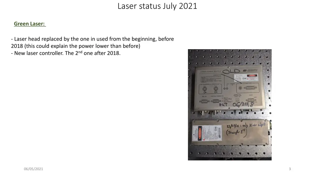 laser status july 2021 2