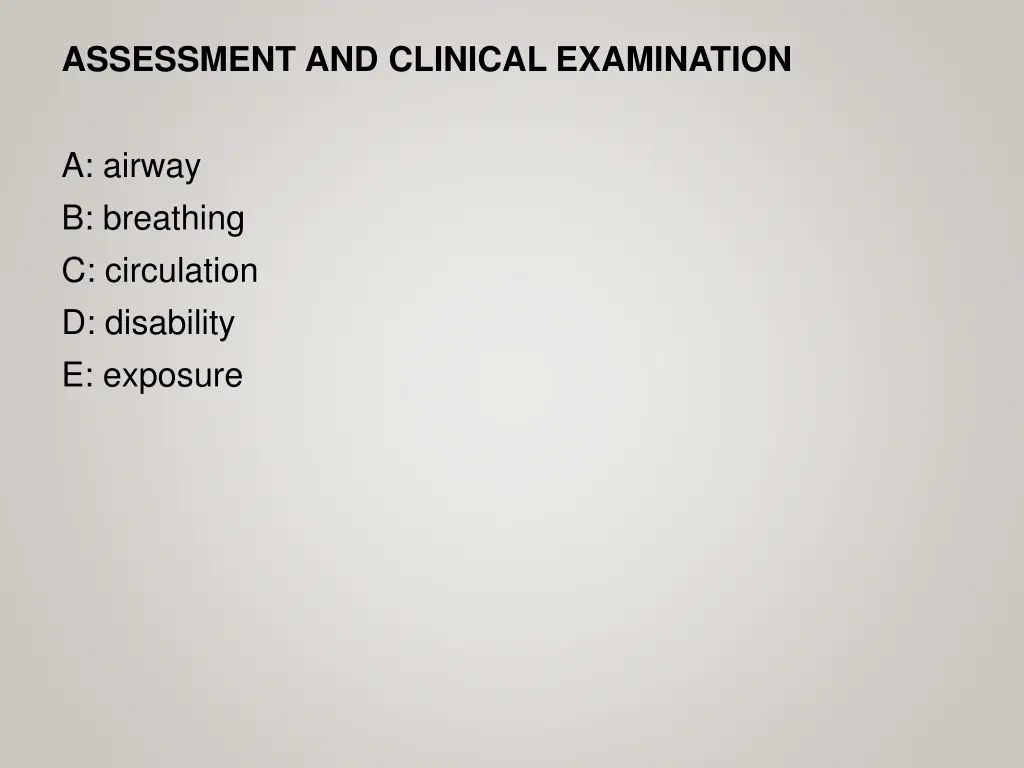 assessment and clinical examination