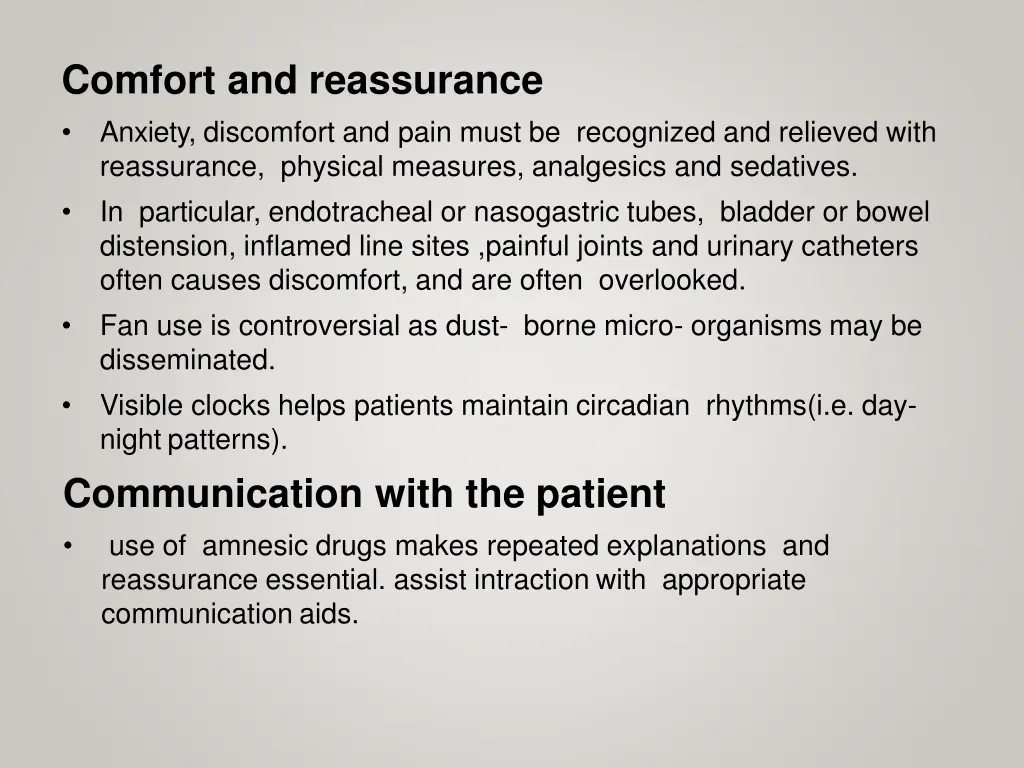 comfort and reassurance anxiety discomfort