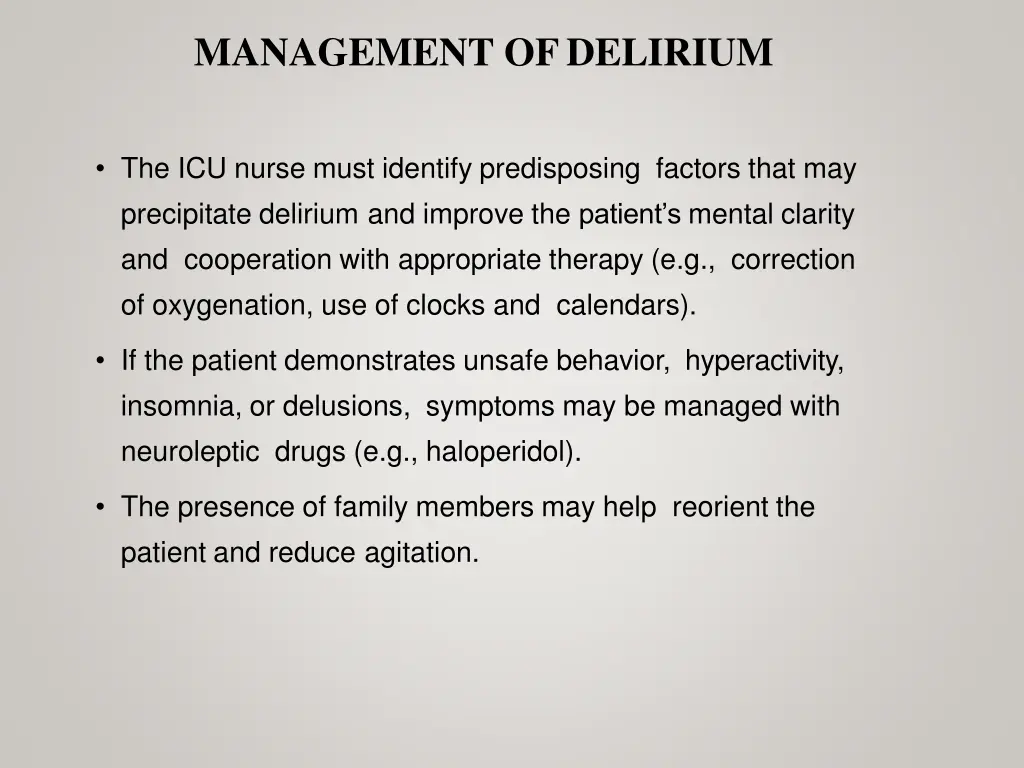 management ofdelirium
