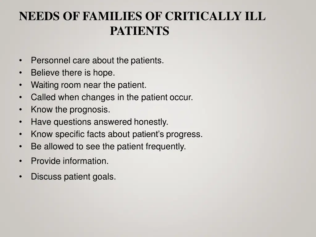 needs of families of critically ill patients