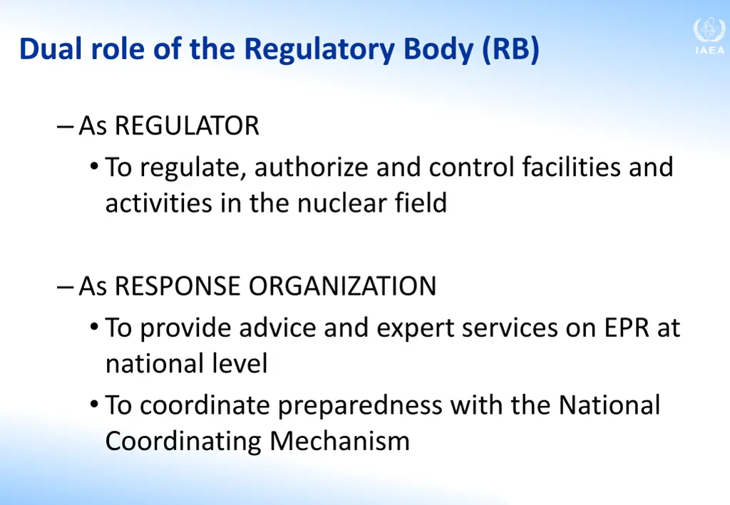 dual role of the regulatory body rb