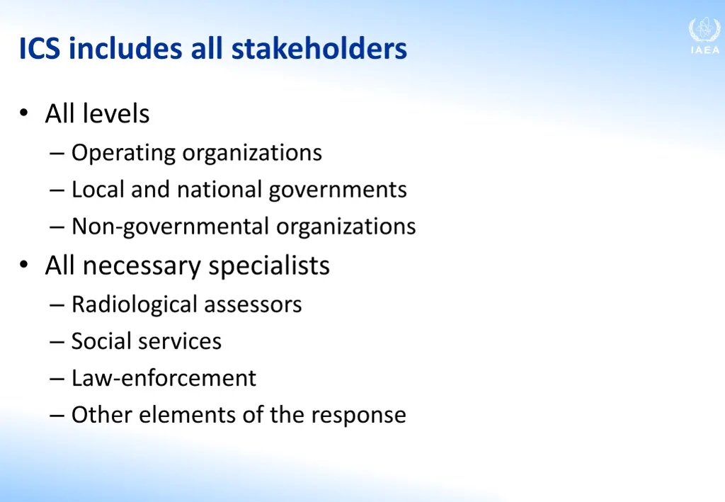 ics includes all stakeholders