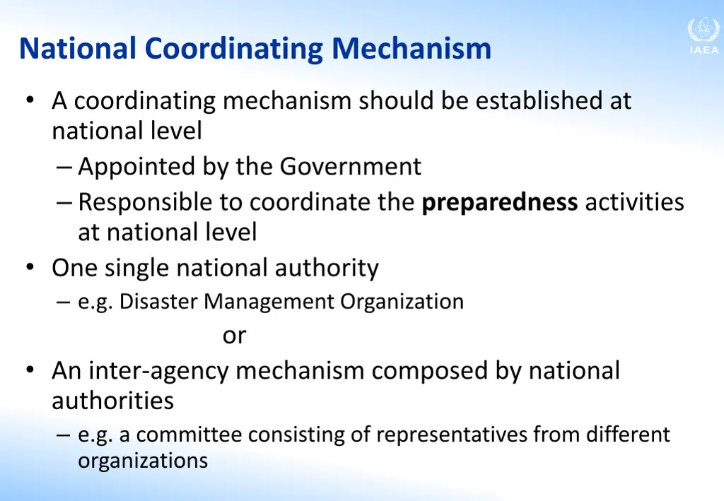 national coordinating mechanism