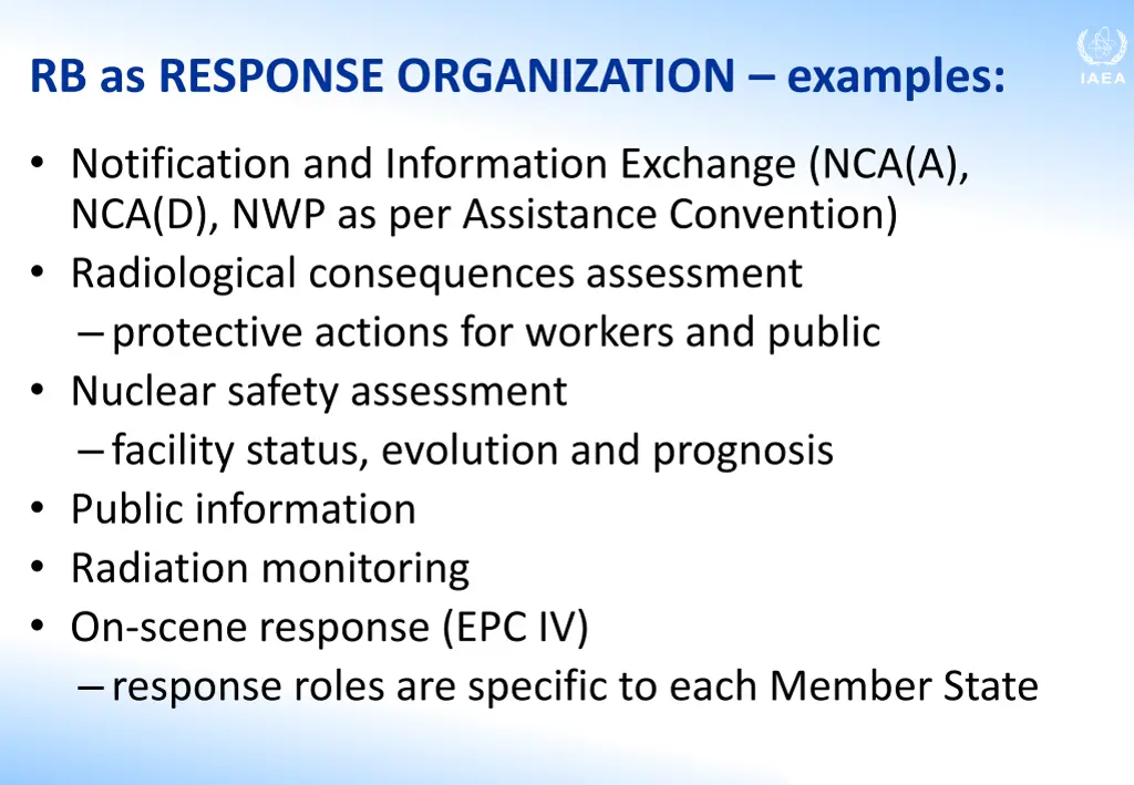 rb as response organization examples