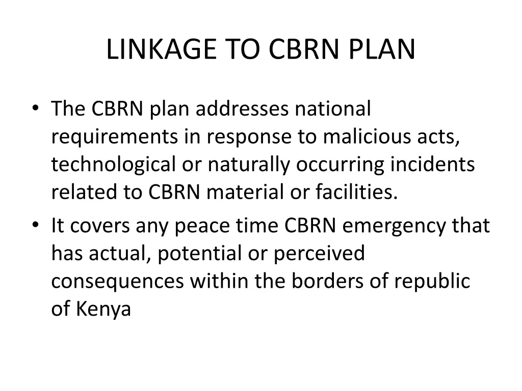 linkage to cbrn plan 1