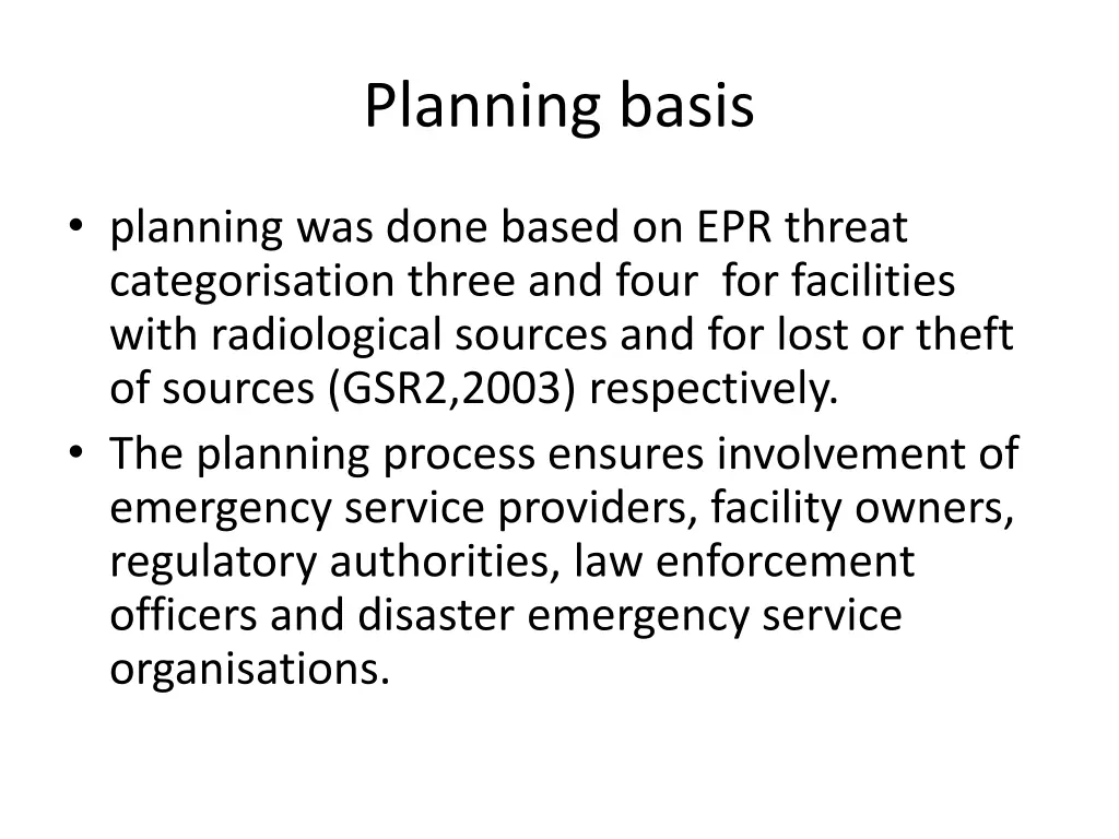planning basis