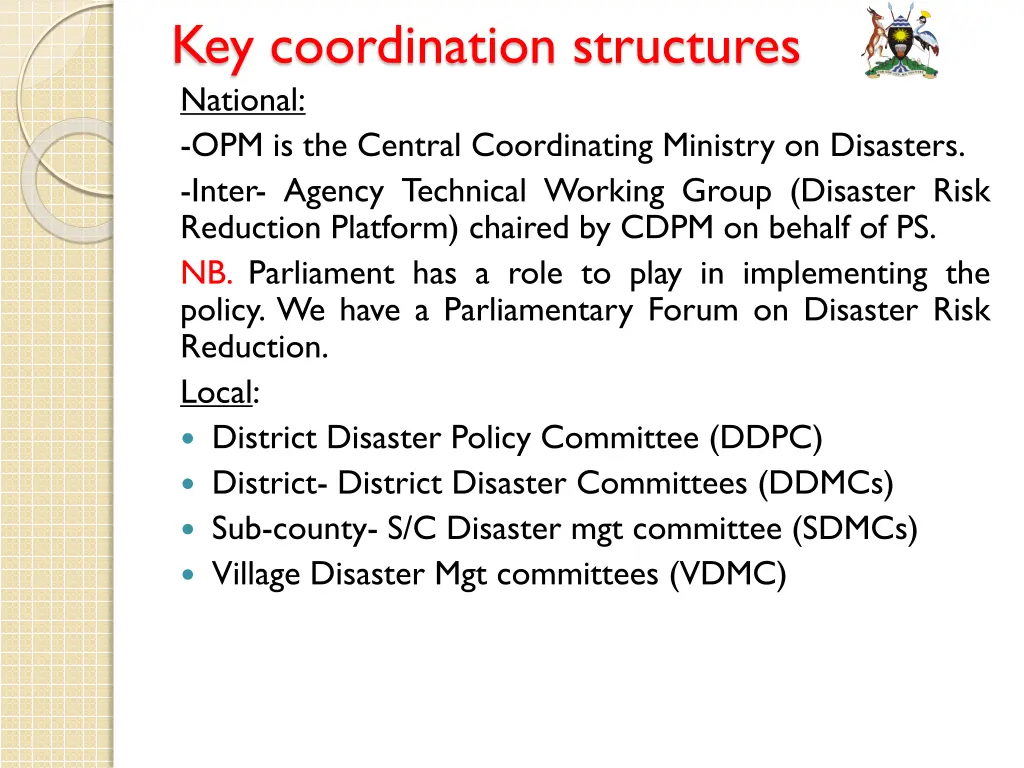 key coordination structures national