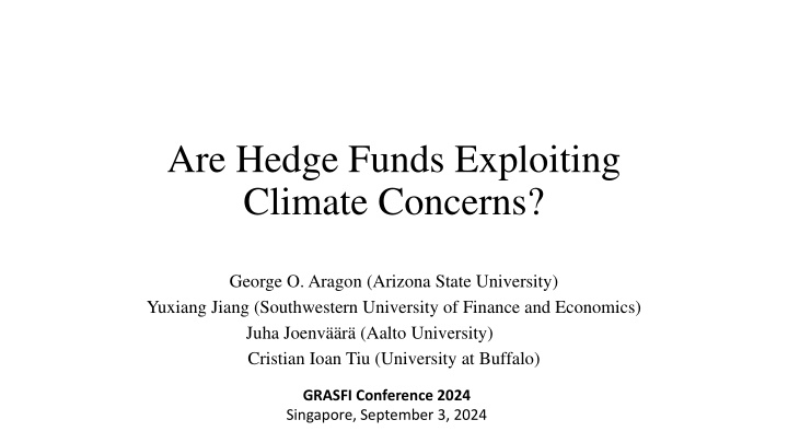 are hedge funds exploiting climate concerns
