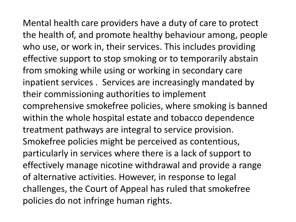 mental health care providers have a duty of care