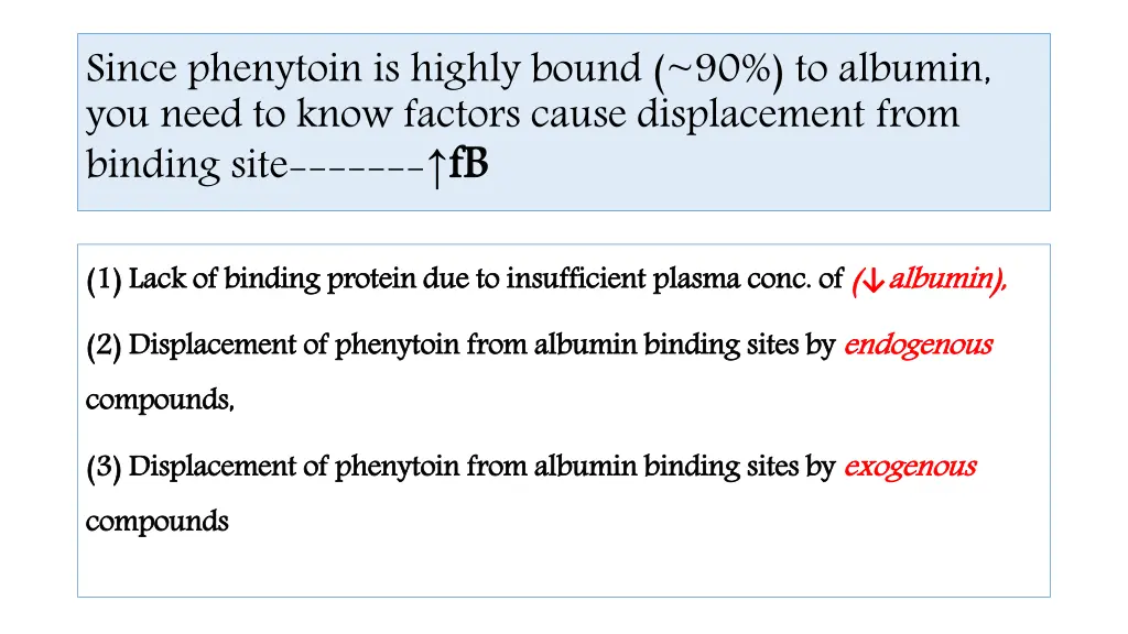 since phenytoin is highly bound 90 to albumin