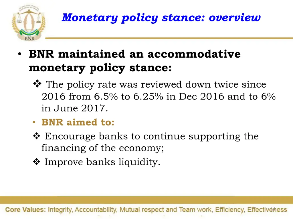 monetary policy stance overview