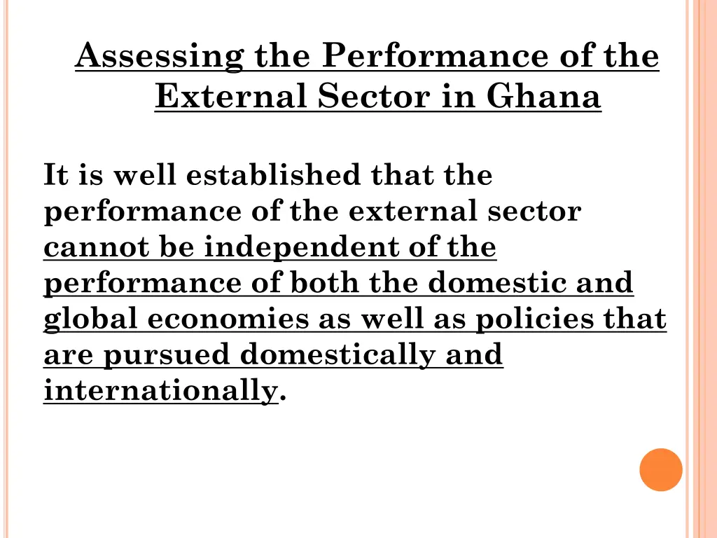 assessing the performance of the external sector