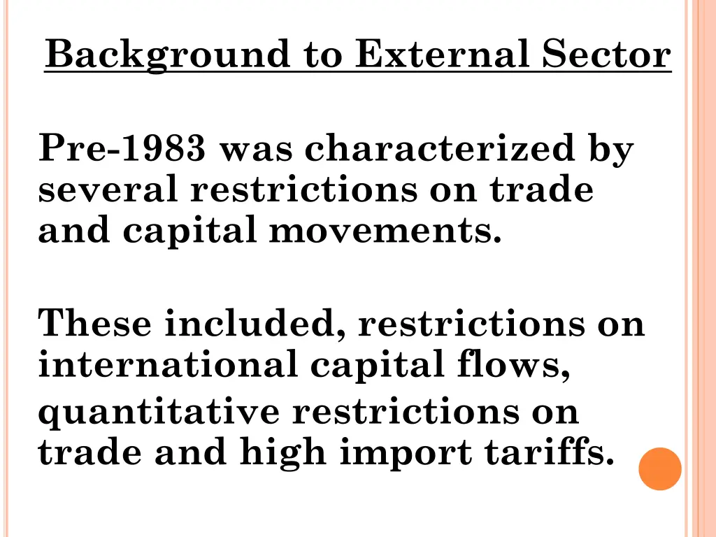 background to external sector 1