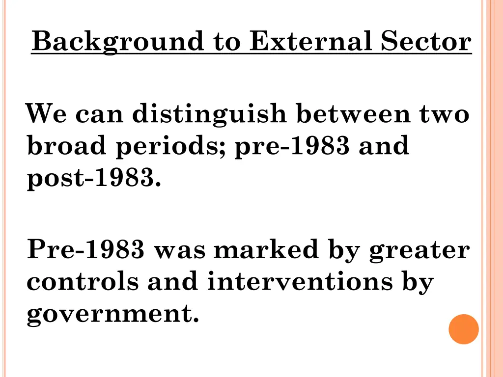 background to external sector