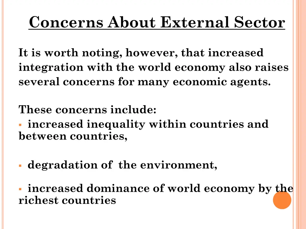 concerns about external sector
