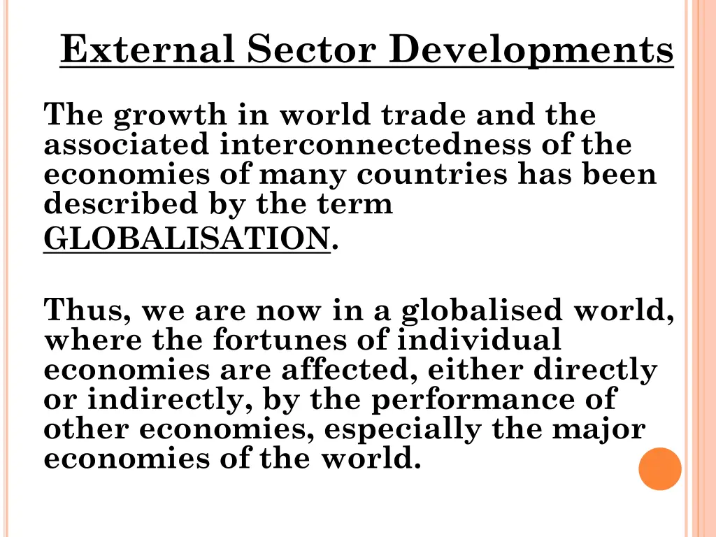 external sector developments 1