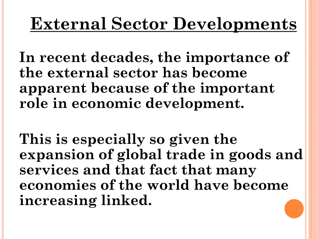 external sector developments