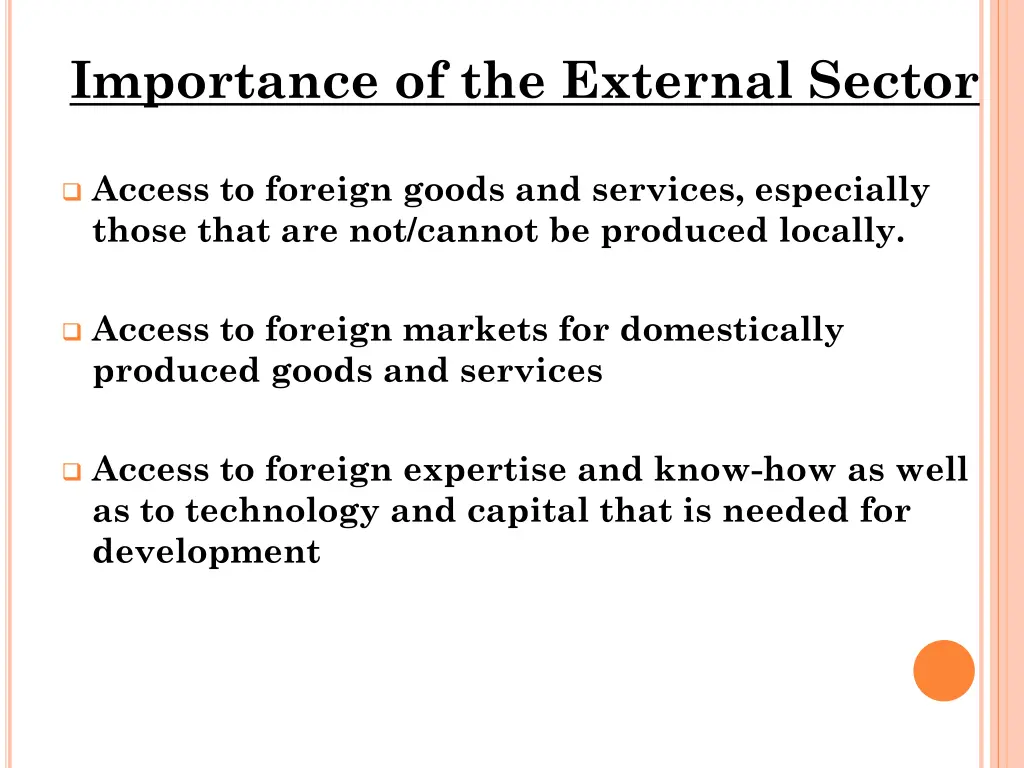 importance of the external sector