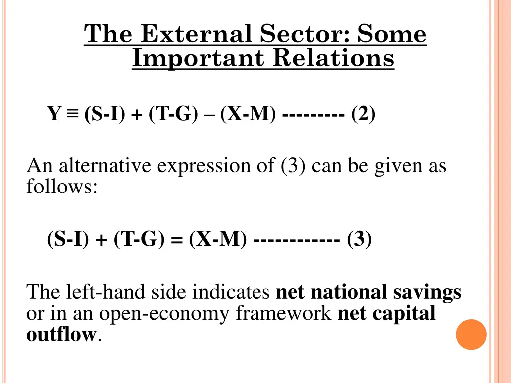 the external sector some important relations 2