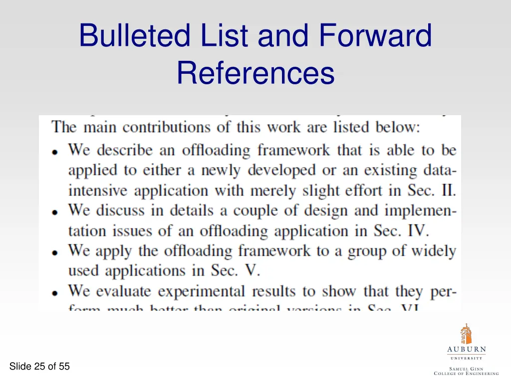 bulleted list and forward references