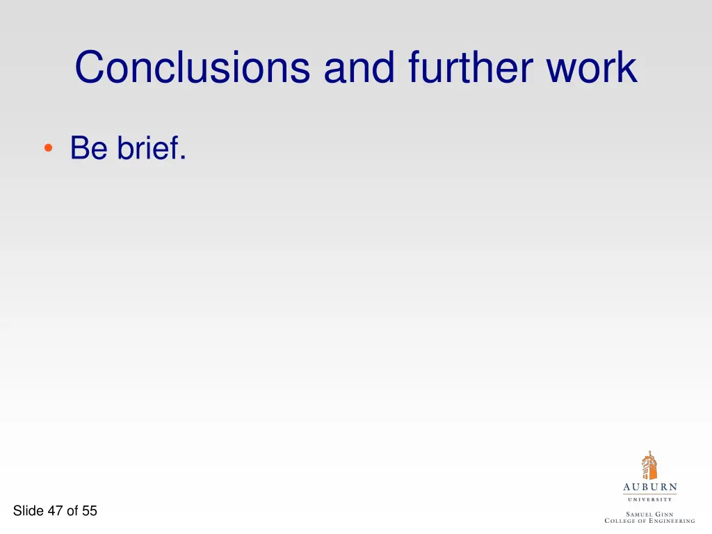 conclusions and further work