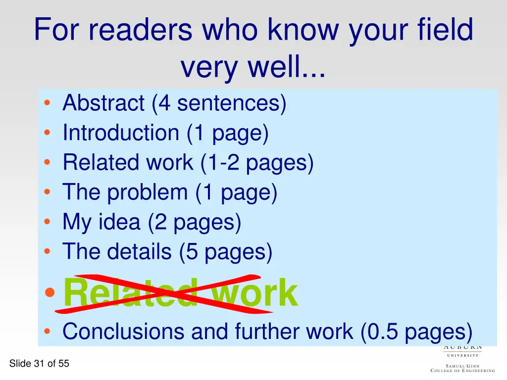 for readers who know your field very well