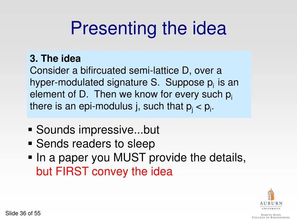 presenting the idea