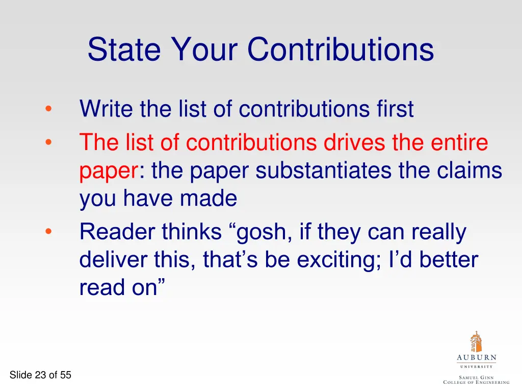state your contributions