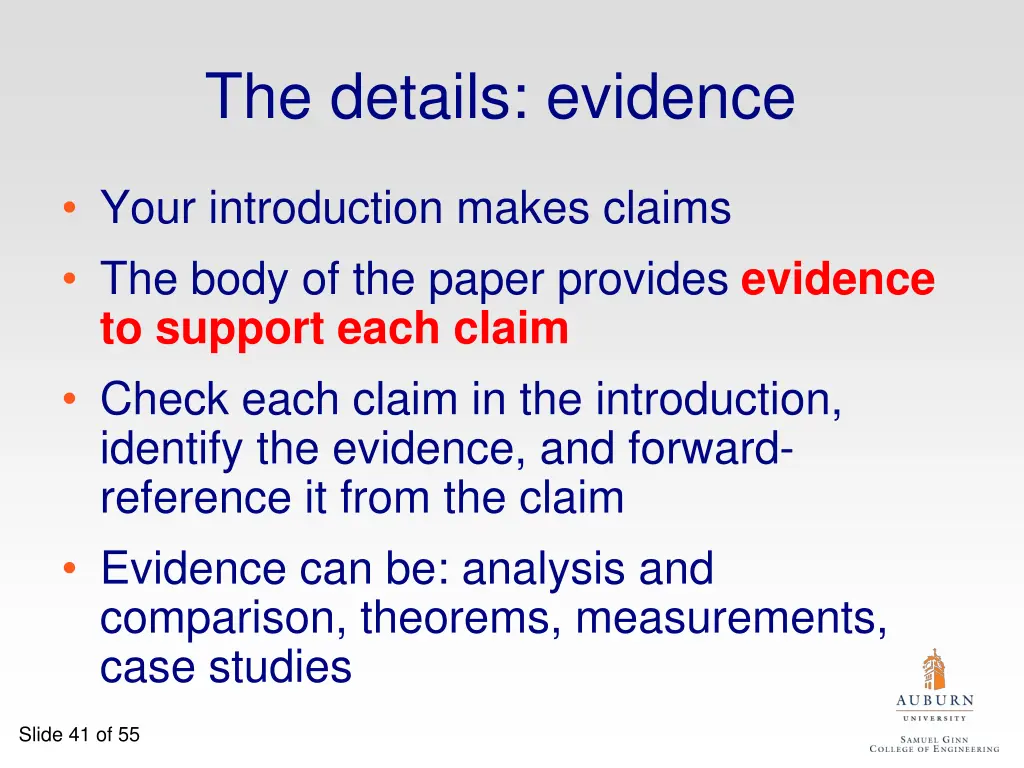 the details evidence