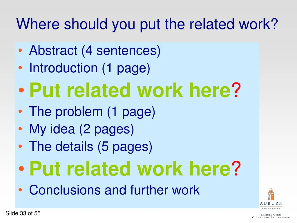 where should you put the related work