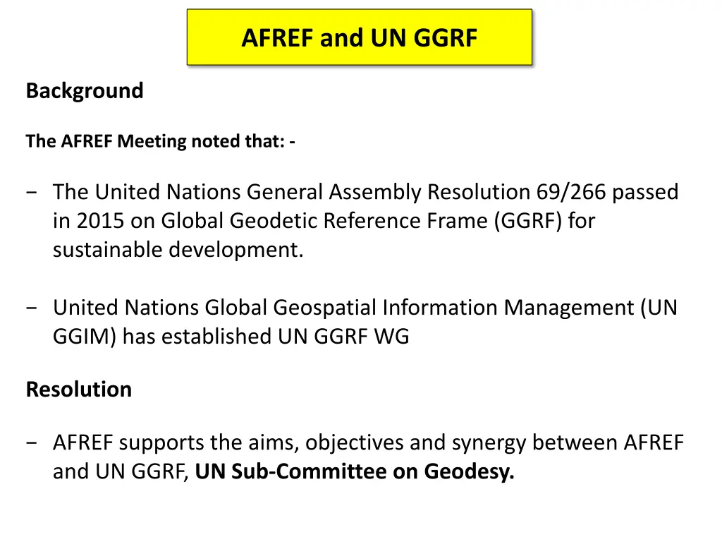 afref and un ggrf