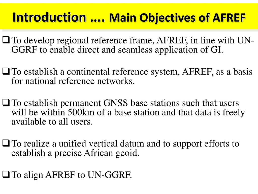 introduction main objectives of afref