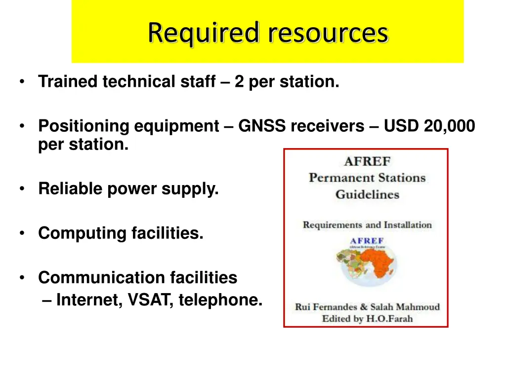 required resources