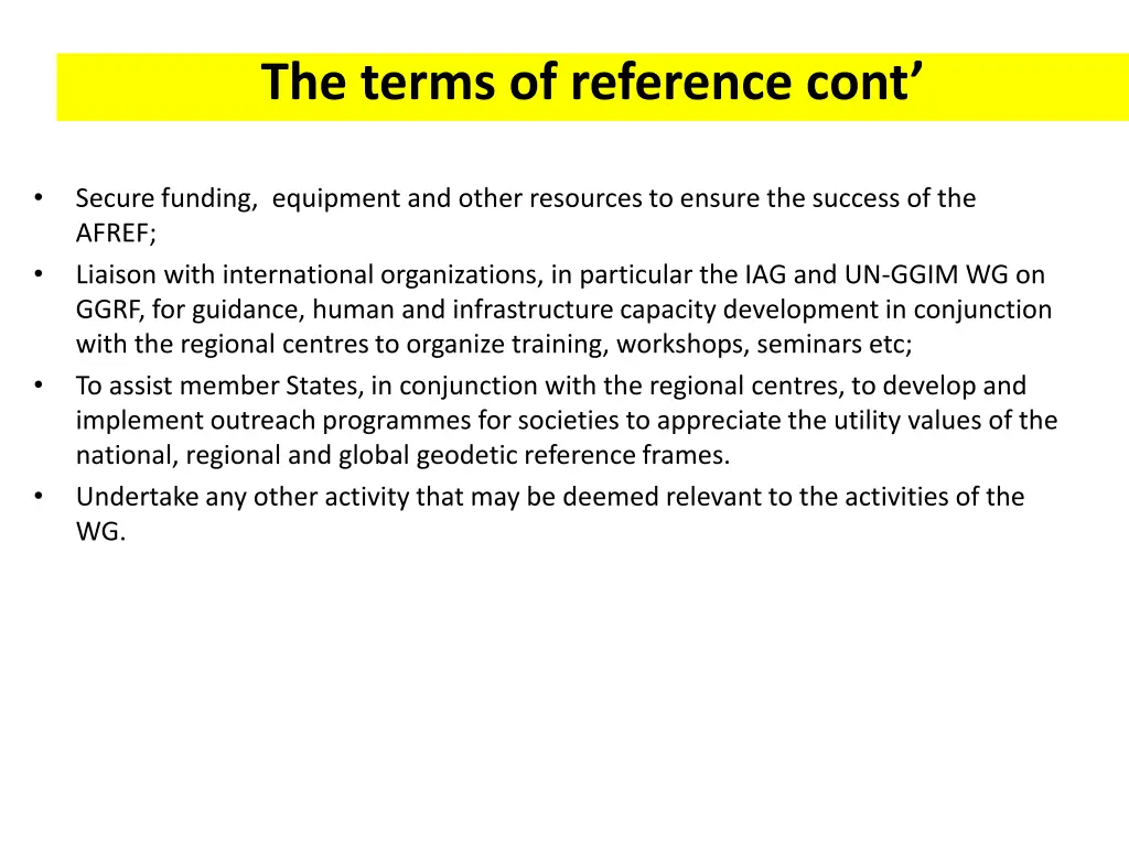 the terms of reference cont