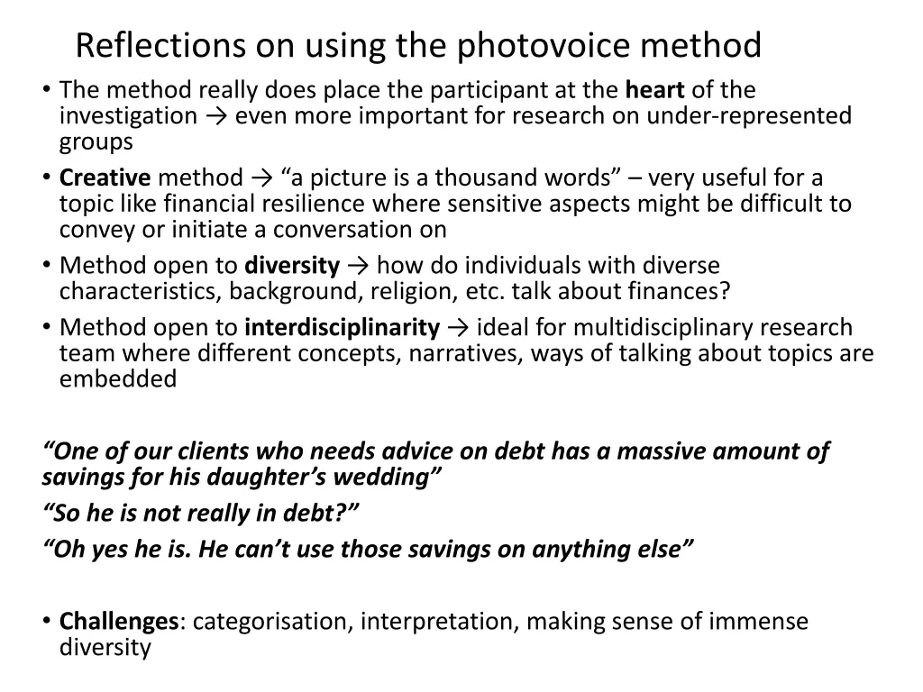 reflections on using the photovoice method