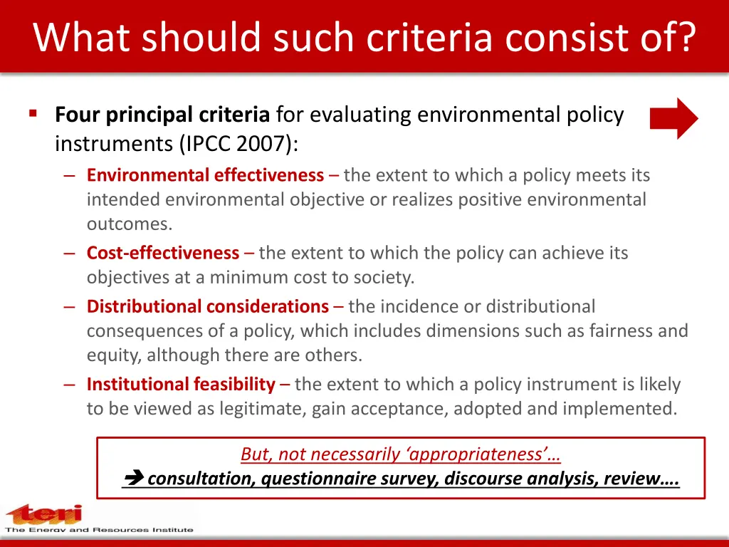 what should such criteria consist of