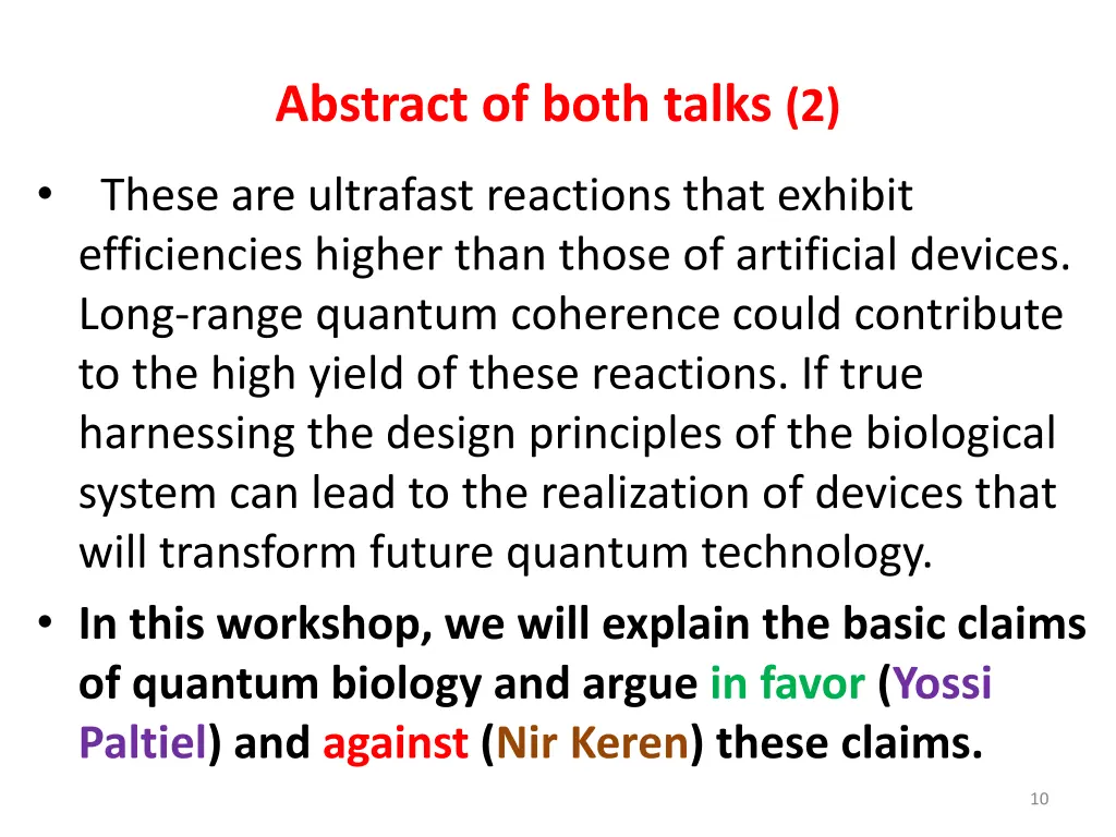 abstract of both talks 2
