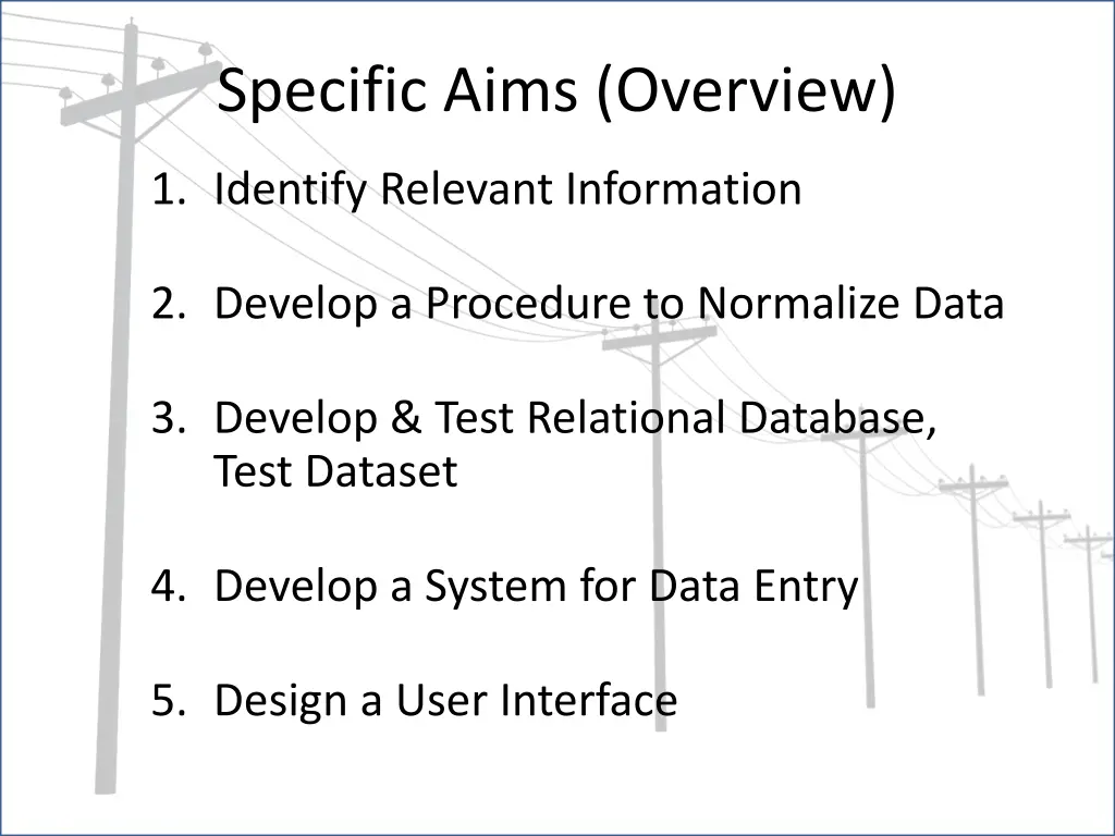 specific aims overview
